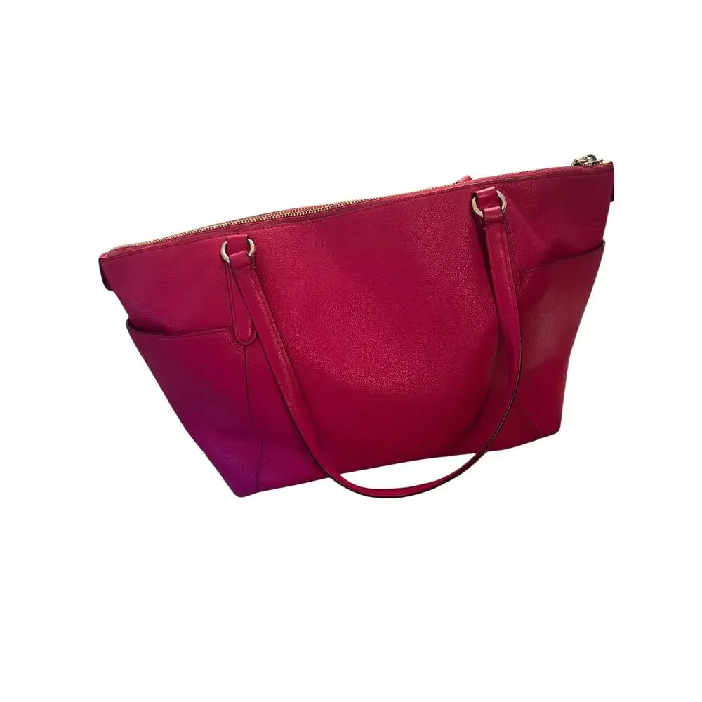 Coach Ava II Pebbled Leather Large Fuschia Gold Hardware Tote Purse